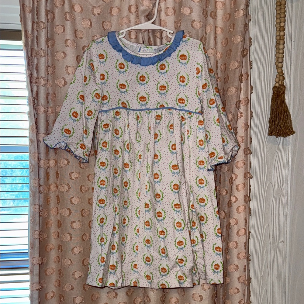 Floral Patterned Dress with Blue Trim